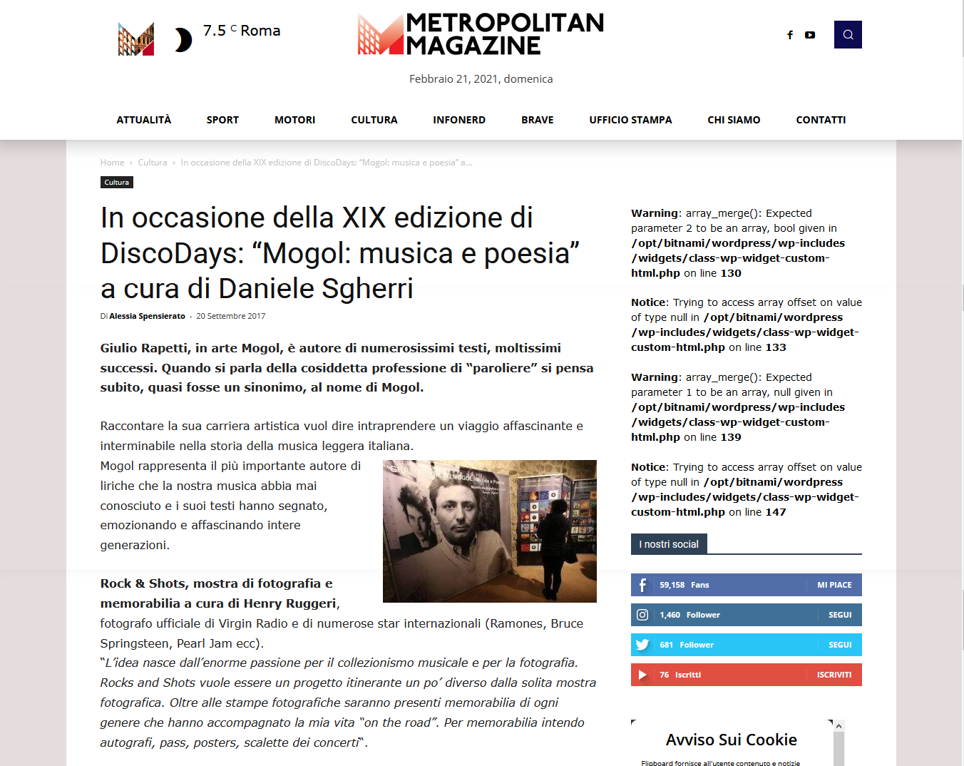 In occasione della XIX edizione di DiscoDays: “Mogol: musica e poesia” a cura di Daniele Sgherri